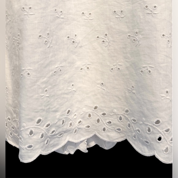 Lauren Ralph Lauren 100% Linen White Eyelet Top Shirt Scalloped Womens Plus 2X - Picture 11 of 12